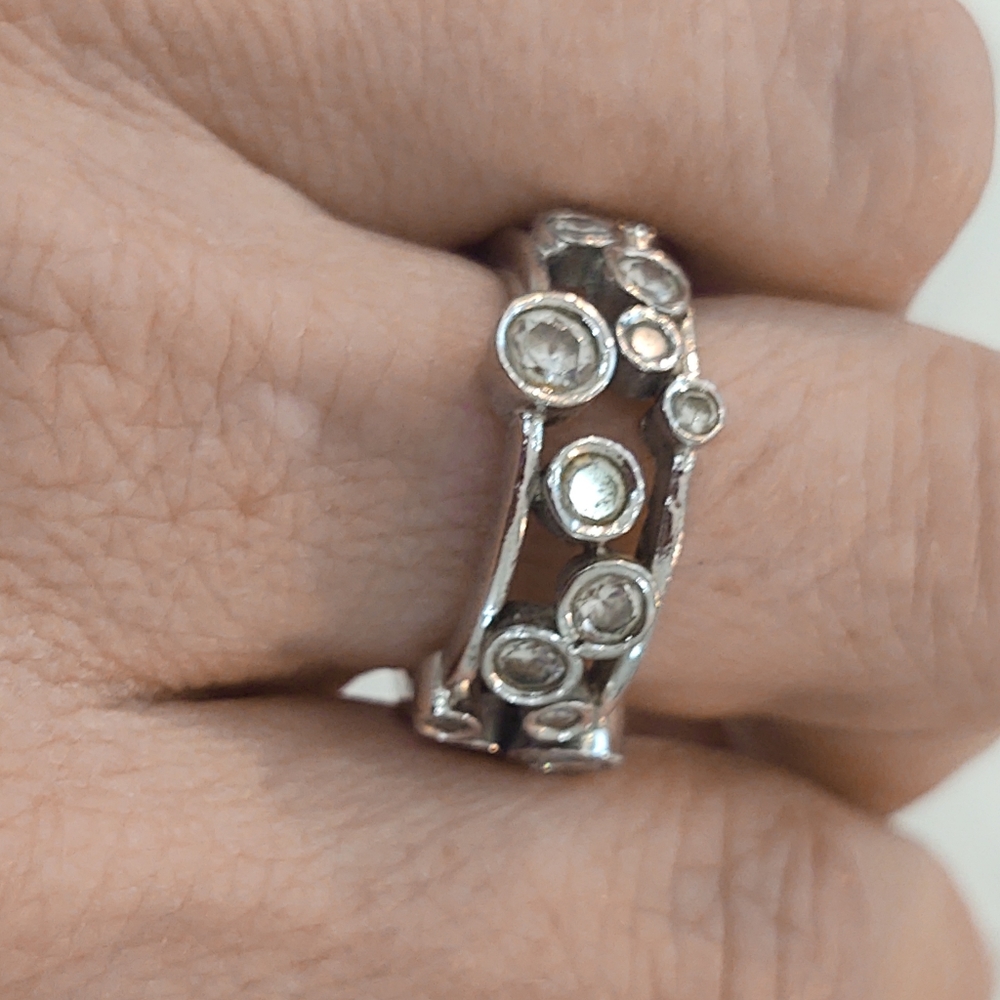 Vintage Silver Multiple Rhinestone Ring Size 8 - image 4